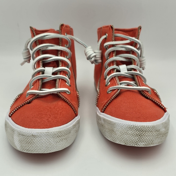 Sperry x Rebecca Minkoff Washed Canvas High Top Sneakers, Orange, Women's 7.5 - Picture 2 of 16